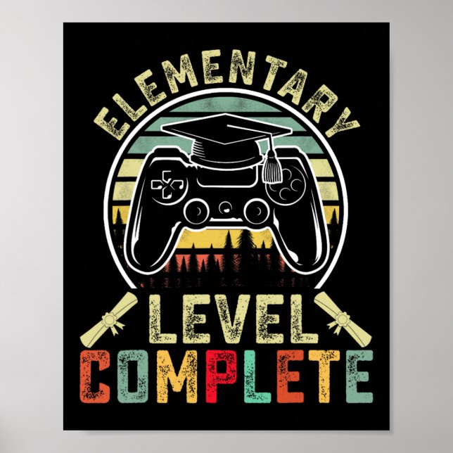 Póster Gamer de nivel elemental completo graduado element (Frente)