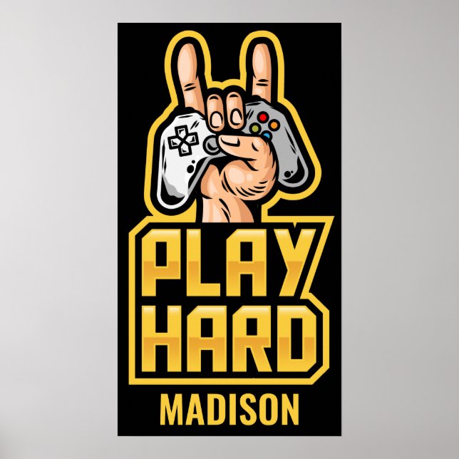 Póster Gamer de nombre personalizado (Frente)