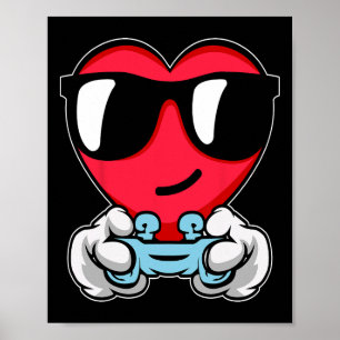 Póster Gamer Día de San Valentín Cute Video-game Controll