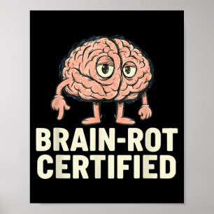 Póster Gamer divertido certificado de podredumbre cerebra