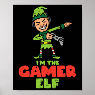 Póster Gamer Elf Dab Navidades Familia Niños Niños Hombre