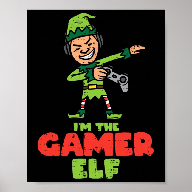Póster Gamer Elf Dab Navidades Familia Niños Niños Hombre (Frente)