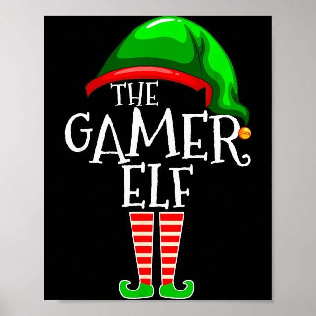 Póster Gamer Elf Family Matching Group Christmas Video Ga (Frente)