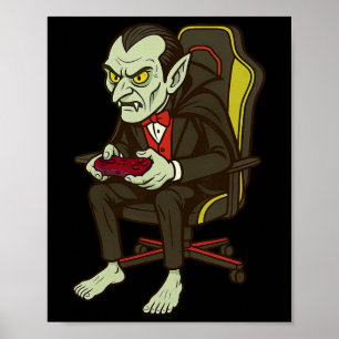Póster Gamer Halloween Vampis Scary Gaming Video Juego Bo