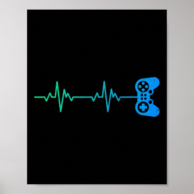Póster Gamer Heartbeat Guay Video Game Controller Para Ne (Frente)