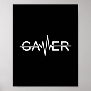Póster Gamer Heartbeat Video Games Gráfico