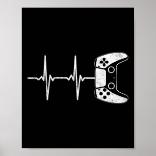 Póster Gamer Heartbeat Videojuegos Jugar a los adolescent