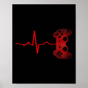 Póster Gamer Heartbeat Videojuegos Jugar a los adolescent