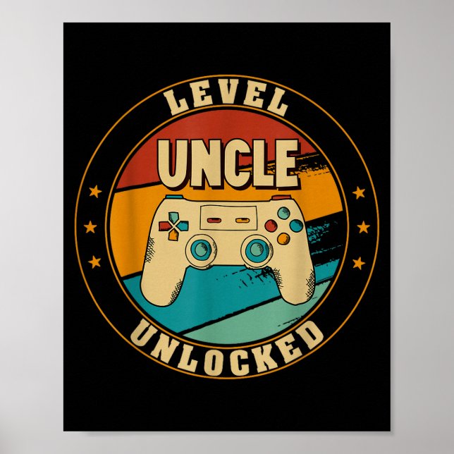 Póster Gamer New Uncle Dad Mom Baby Announcement Pregnanc (Frente)