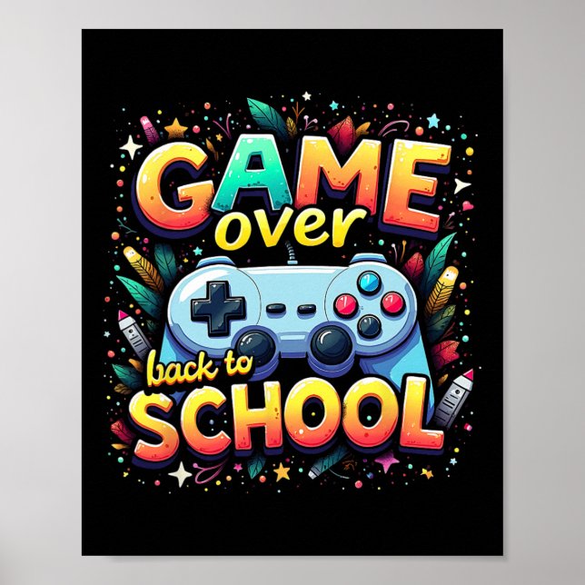 Póster Gamer Pixel Game Over Student Back To School  (Frente)