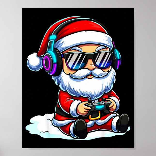 Póster Gamer Santa Video Game Christmas Gaming  (Frente)