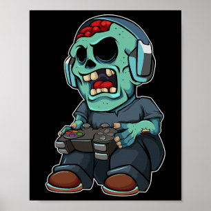 Póster Gamer Zombie Lazy Halloween Costume divertida jueg