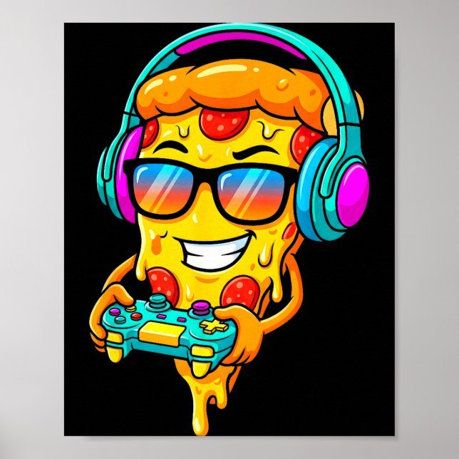Póster Gamer Zza Slice Video Gaming Boy Enthusiast Gamer  (Frente)