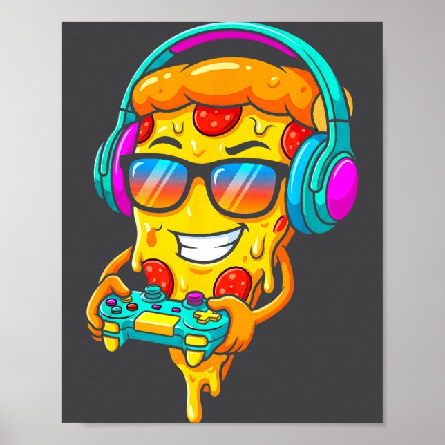 Póster Gamer Zza Slice Video Gaming Boy Enthusiast Gamer  (Frente)