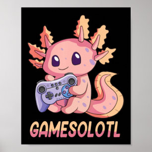 Póster Gamesolotl Axolotl Video Gamer Gótico Kawaii Paste