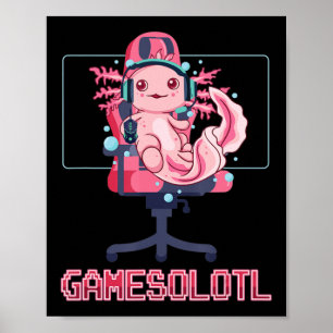 Póster Gamesolotl Axolotl Video Gamer Kawaii Anime Gaming