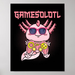 Póster Gamesolotl Axolotl Video Gamer Kawaii Anime Kids B