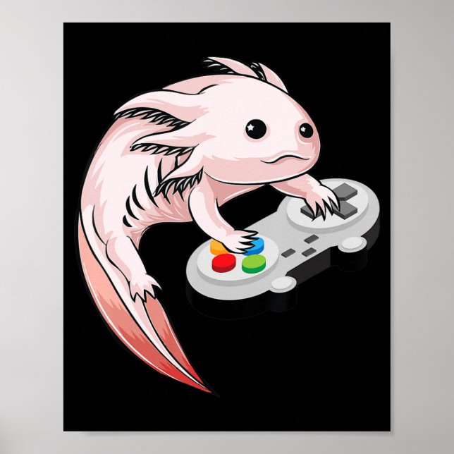 Póster Gamesolotl Axolotl Videojuegos Kawaii Anime (Frente)