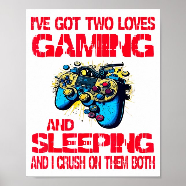 Póster Gaming And Sleeng Gamer Valentines Day Boys Kids  (Frente)