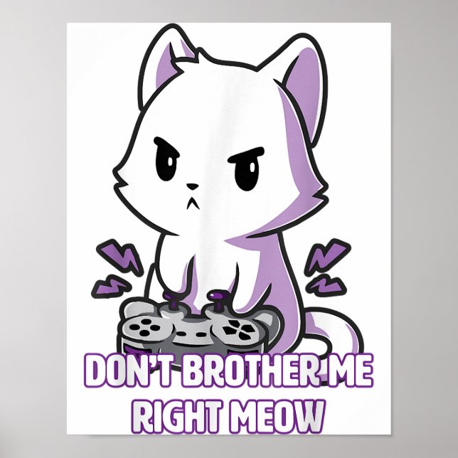 Póster Gaming Cat Meow | Funny Cat Poster (Frente)
