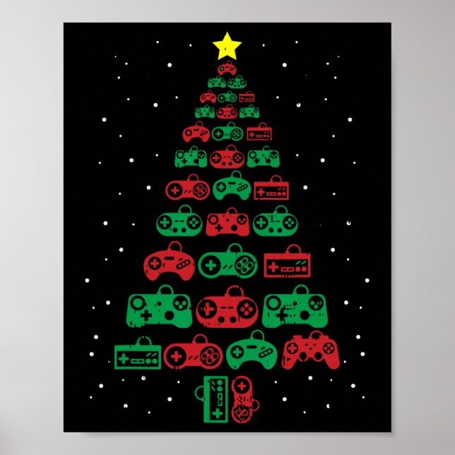 Póster Gaming Controller Christmas Tree Gamer Party Cool  (Frente)