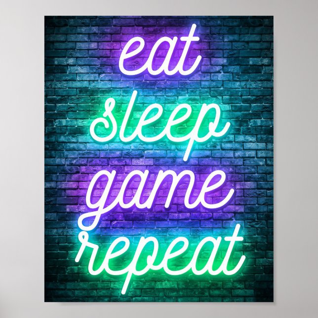 Póster Gaming Eat Sleep Repeat (Frente)