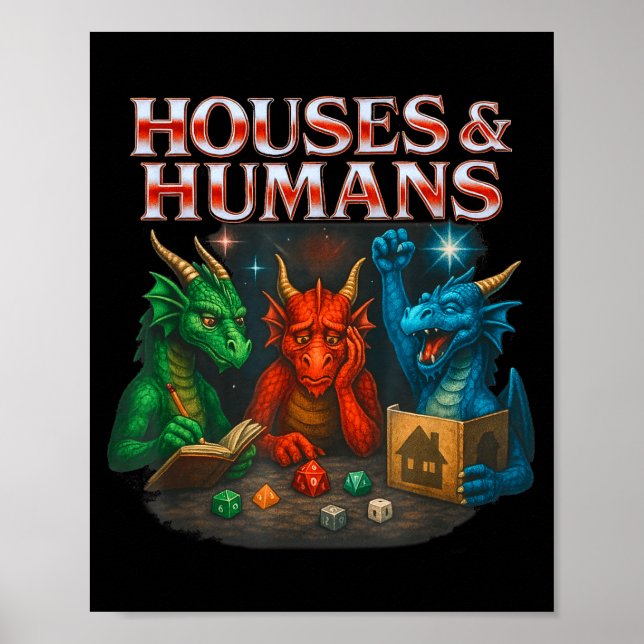 Póster Gaming Houses And Humans Funny Game Rpg Gamer Men  (Frente)