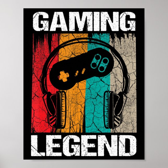 Póster Gaming Legend Gamer Videojuegos Regalos de época N (Frente)