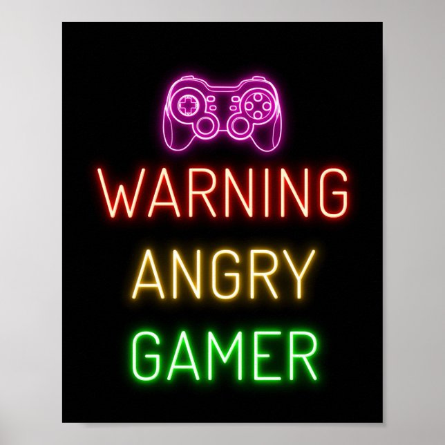 Póster Gaming Warning Angry Gamer (Frente)