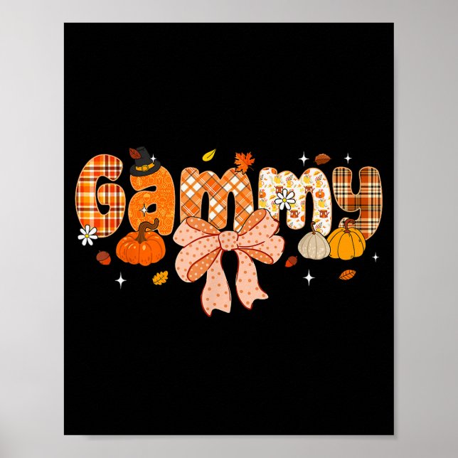 Póster Gammy Pumpkin Fall Coquette Bow Thanksgiving  (Frente)