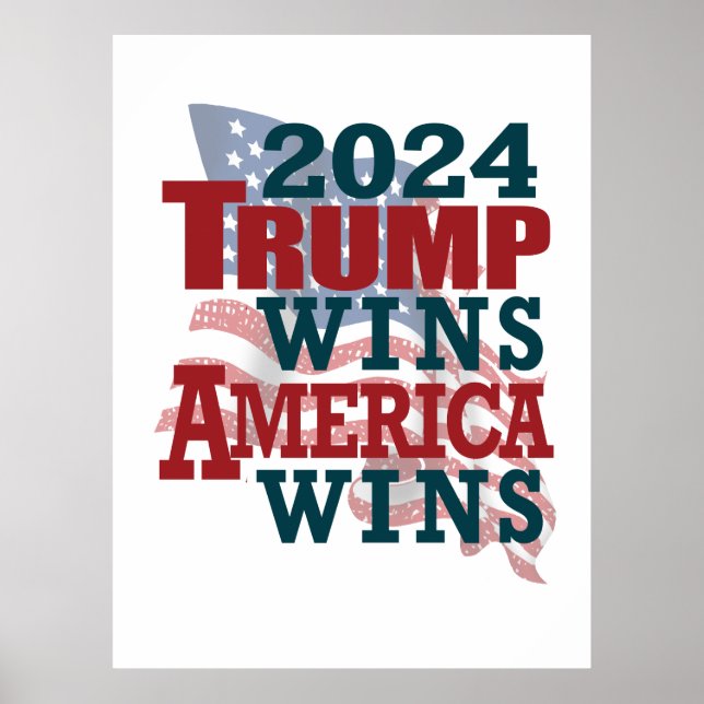 Póster Gana Trump 2024 - Estados Unidos gana (Frente)