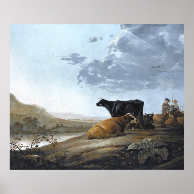 Póster Ganaderos jovenes con las vacas de Aelbert Cuyp (Frente)