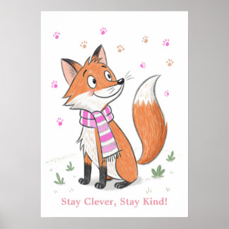 Póster Ganado de Doodle Cheeky Fox de Pink Woodland
