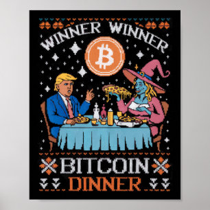 Póster Ganador Bitcoin Dinner Feo Trump Xmas Sweat