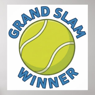 Póster Ganador de Grand Slam Pelota de Tenis Campeón de D