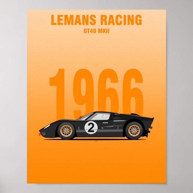 Póster Ganador de GT40 MK2 1966 (Frente)