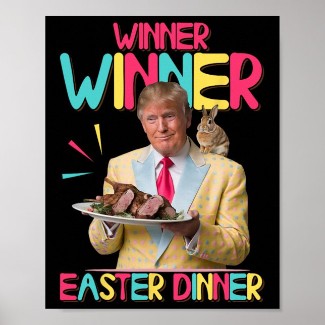 Póster Ganador de la cena de Pascua Funny Trump Bunny Hap (Frente)