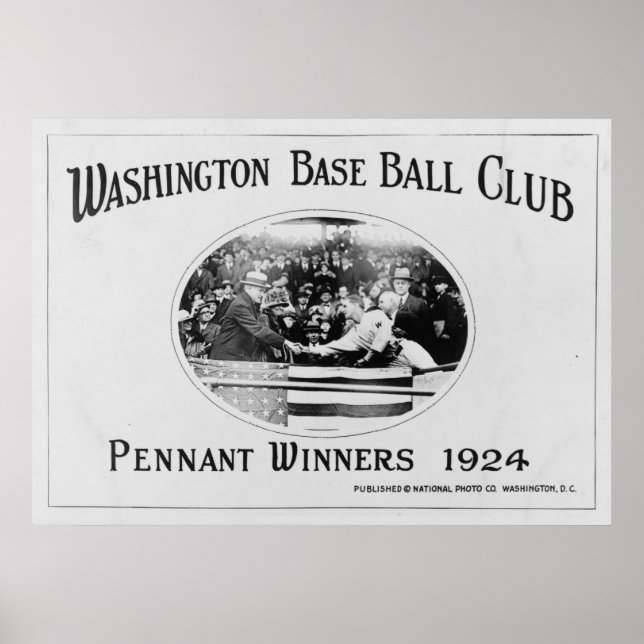 Póster Ganador de la Pennant Senators de Washington 1924 (Frente)
