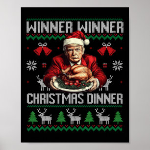 Póster Ganador Ganador Cena de Navidad Santa Trump Suéter