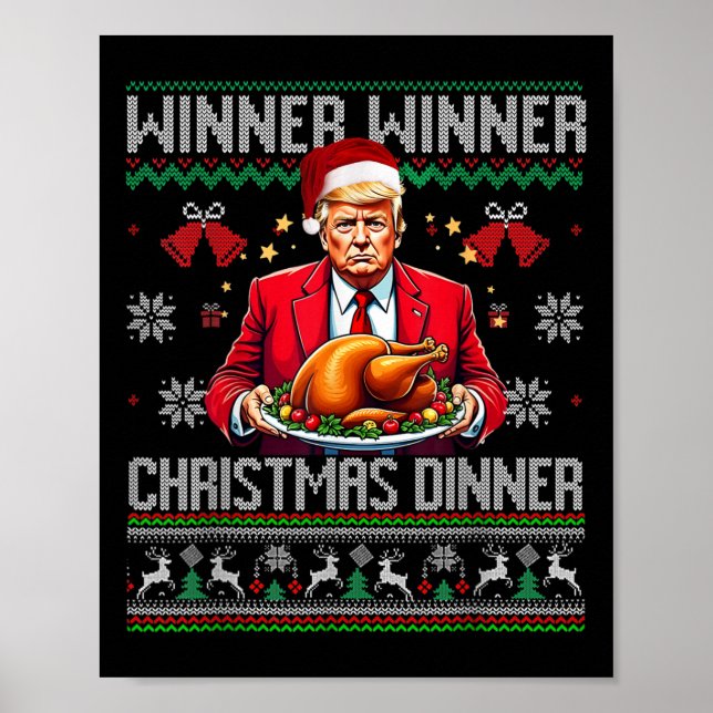 Póster Ganador Navidad cena Santa Trump fea sw (Frente)