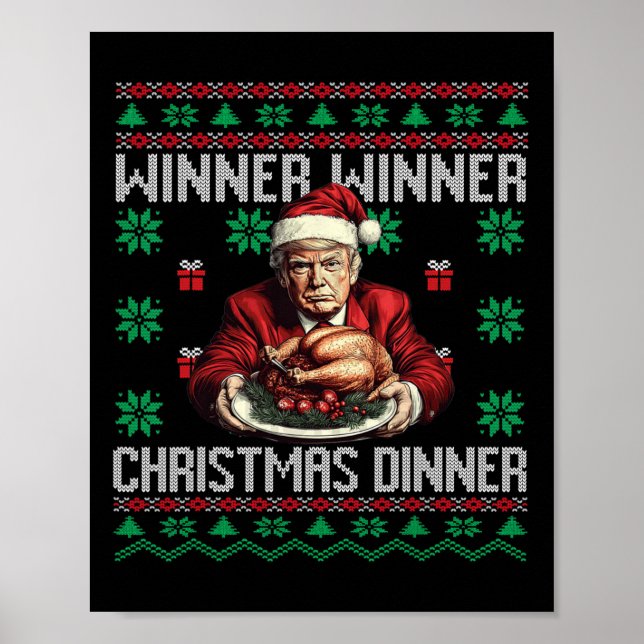 Póster Ganador Navidad cena Santa Trump fea sw (Frente)