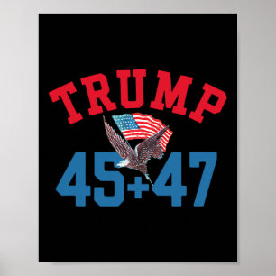 Póster Ganador Patriótico Trump 45 Y 47 Ganador De La Vic