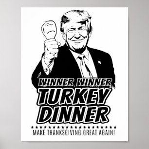 Póster Ganador Trump Divertido Ganador Cena de Pavo Día d
