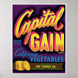 Póster Ganancia de capital Guadalupe California Vegetales