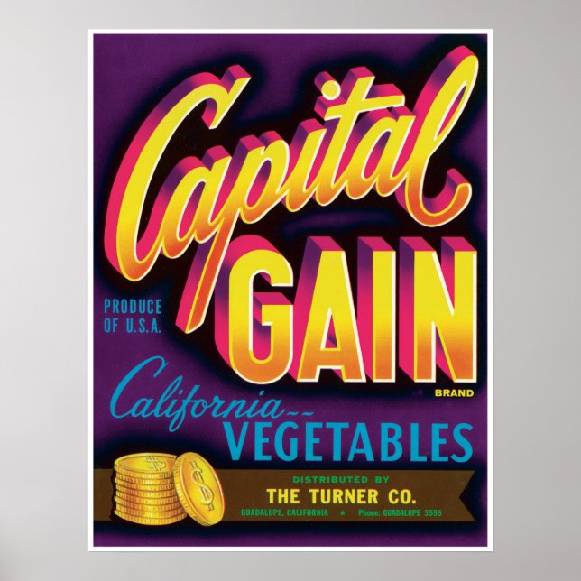 Póster Ganancia de capital Guadalupe California Vegetales (Frente)