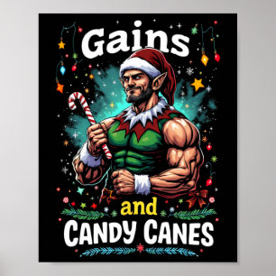 Póster Ganancias Y Navidades De Candy Canes Elf Gym Entre