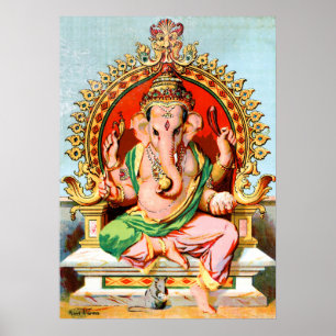 Póster Ganapathi por Ravi Varma. Ganesha