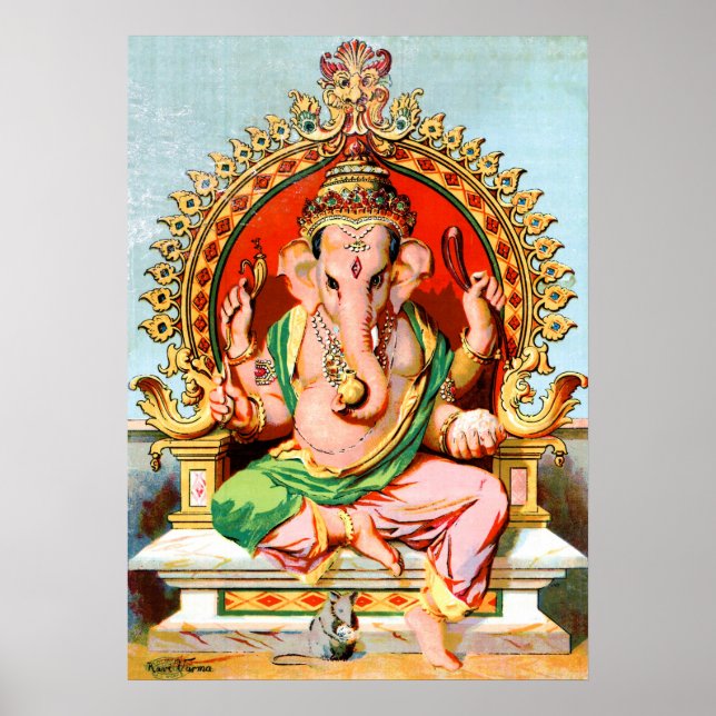 Póster Ganapathi por Ravi Varma. Ganesha (Frente)
