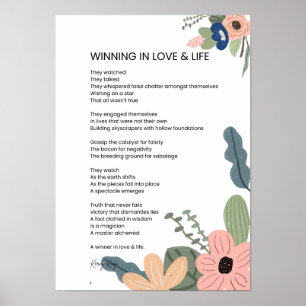 Póster Ganar en amor y vida poesía motivacional