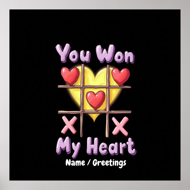 Póster Ganaste mi corazón romántico y bonito día de San V (Frente)